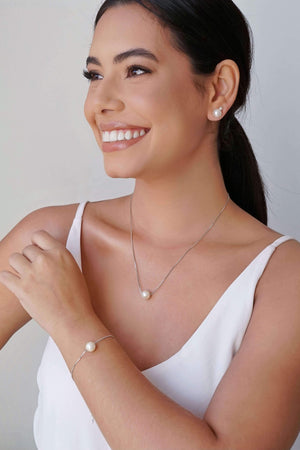 Brinco Pérola 4 mm Ródio Branco