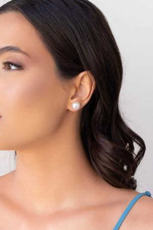 Brinco Pérola 12 mm Ródio Branco