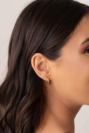 Brinco Argola Click Lisa 1.3 cm Banhado a Ouro 18K