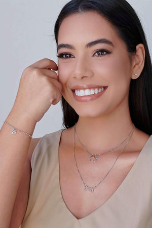 Brinco Pata Pet Cravejado Cristal 6 mm Ródio Branco