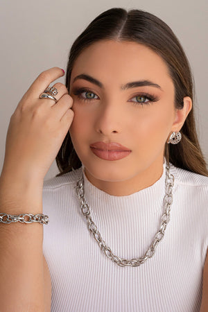 Anel Ajustável Tela Liso Tamanho P Ródio Branco