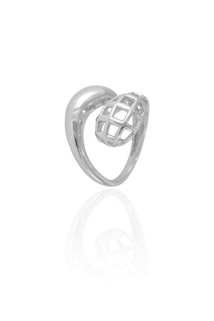 Anel Ajustável Tela Liso Tamanho G Ródio Branco