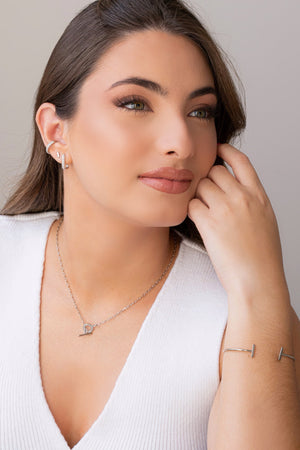 Bracelete Palito Liso Ródio Branco