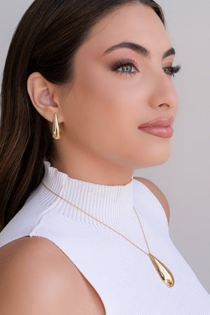 Brinco Argola Gota Lisa 3cm Banhado a Ouro 18K