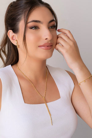 Gargantilha Gravata Plaquinhas Achatadas Banhado a Ouro 18K - 45 cm