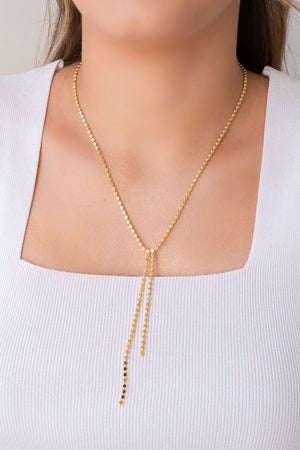 Gargantilha Gravata Plaquinhas Achatadas Banhado a Ouro 18K - 45 cm