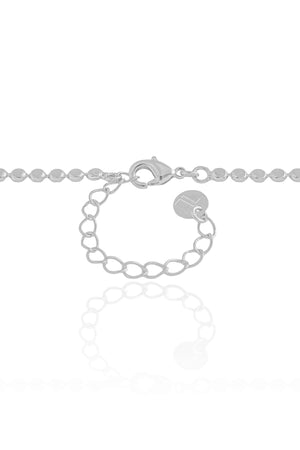 Gargantilha Gravata Plaquinhas Achatadas Ródio Branco - 45 cm