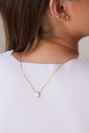 Escapulário Retângulos Cristal Banhado a Ouro 18K - 65 cm