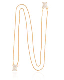 Escapulário Retângulos Cristal Banhado a Ouro 18K - 65 cm