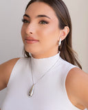 Gargantilha Gota Lisa Abaulada 4.8 cm Ródio Branco - 40cm