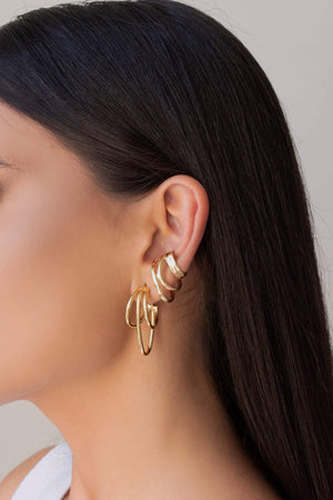 Piercing 3 Filetes Detalhes Banhado a Ouro 18K