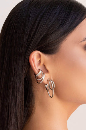 Piercing 3 Filetes Detalhes Ródio Branco