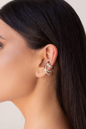 Piercing 3 Filetes Detalhes Ródio Branco