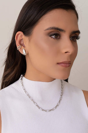 Ear Hook Gota Lisa 1.9 cm Ródio Branco