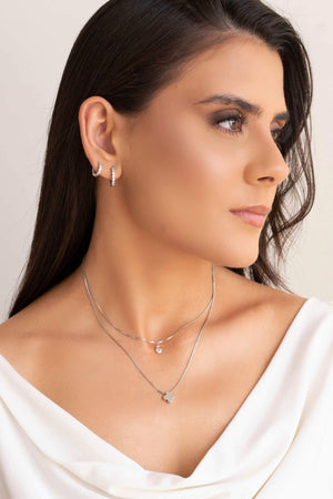 Choker Veneziana Trevo Liso Ródio Branco