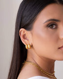 Brinco Argola Click Abaulada Lisa 1.7 cm Banhado a Ouro 18K