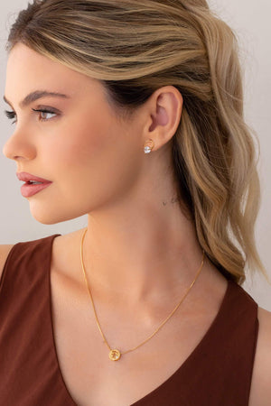 Brinco Fio Ponto de Luz Cristal 1.3 cm Banhado a Ouro 18K