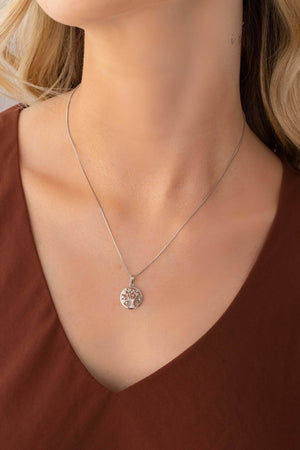 Gargantilha Árvore da Vida Cravejada Cristal Ródio Branco - 45 cm