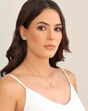 Gargantilha Veneziana Coração Cravejado Cristal Ródio Branco - 45 cm