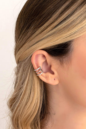 Piercing Filetes Cravejados Cristal Ródio Branco