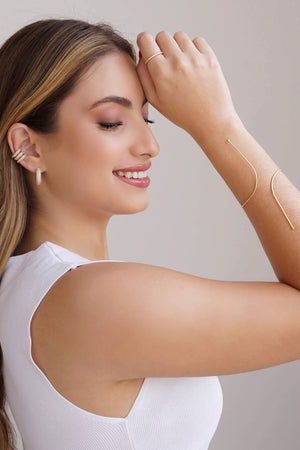 Piercing Filetes Cravejado Cristal Banhado a Ouro 18K