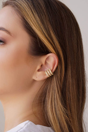 Piercing Filetes Cravejado Cristal Banhado a Ouro 18K