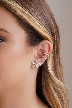 Piercing Filetes Cravejado Cristal Ródio Branco