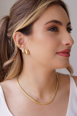 Brinco Gota Lisa 1.5 cm Banhado a Ouro 18K