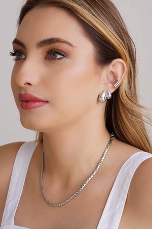 Brinco Gota Lisa 1.5 cm Ródio Branco