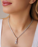 Pingente Filho Menina Cristal Coração Rubi 3.4 cm Ródio Branco