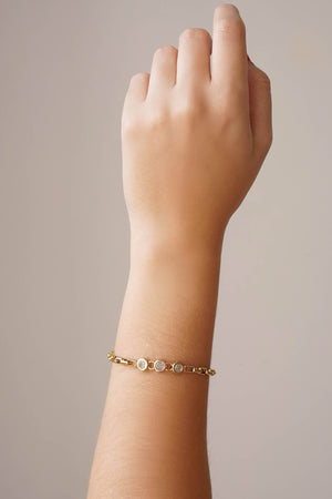 Pulseira Elos Pontos de Luz Cristal Banhado a Ouro 18K - 16 cm