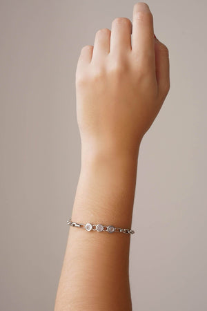 Pulseira Elos Pontos de Luz Cristal Ródio Branco - 16 cm