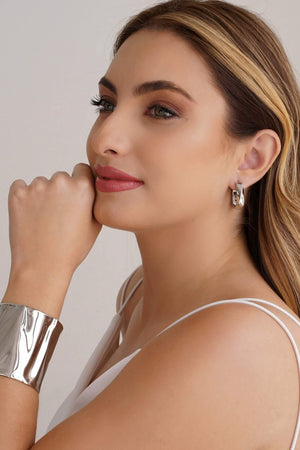 Bracelete Martelado 6.2 cm Ródio Branco