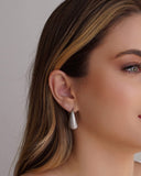 Brinco Gota Texturizada 2.8 cm Ródio Branco