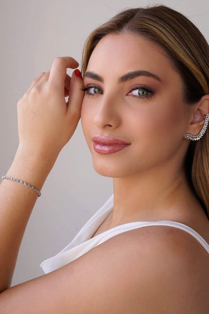 Ear Cuff Folhas Lisas 4.2 cm Ródio Branco