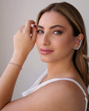 Ear Cuff Folhas Lisas 4.2 cm Ródio Branco