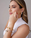 Brinco Meia Argola Bolas Lisas 2.5 cm Banhado a Ouro 18K