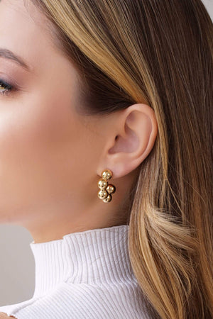 Brinco Meia Argola Bolas Lisas 2.5 cm Banhado a Ouro 18K