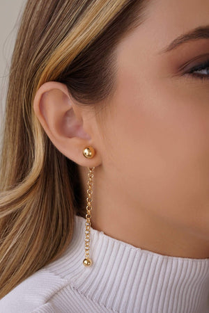 Ear Jacket Fio Elos Portugueses Bolas Lisas 7.3 cm Banhado a Ouro 18K