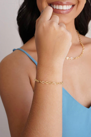 Pulseira Elos Ovais 5 mm Banhado a Ouro 18K