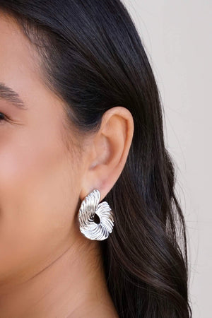 Brinco Caracol Detalhado 3.6 cm Ródio Branco