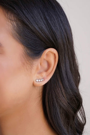 Ear Cuff Redondo Detalhes 1.3 cm Ródio Branco