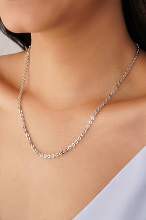 Gargantilha Elos Bailarina 3 mm Ródio Branco - 45 cm