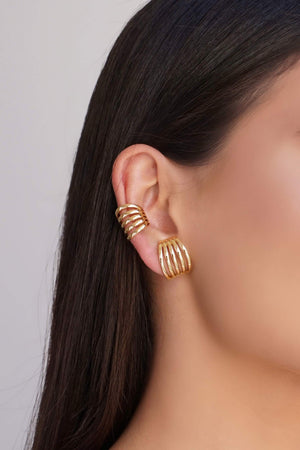 Piercing Filetes Lisos 1.6 cm Banhado a Ouro 18K