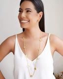 Gargantilha Longa Trevos Riscados Banhado a Ouro 18K - 80 cm