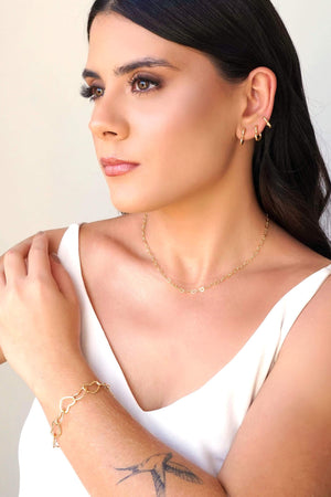 Choker Corações Vazados 3 mm Banhado a Ouro 18K