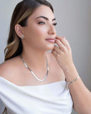 Pulseira Malha Fita 5 mm Ródio Branco