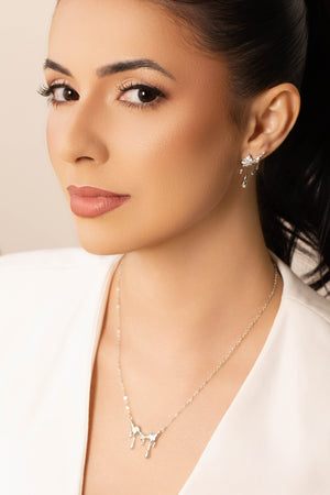 Ear Cuff Orgânico Derretido Ponto de Luz Cristal 2.5 cm Ródio Branco