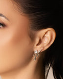 Ear Cuff Orgânico Derretido Ponto de Luz Cristal 2.5 cm Ródio Branco