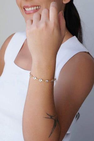 Pulseira Pontos de Luz Zircônia Banhado a Ouro 18K